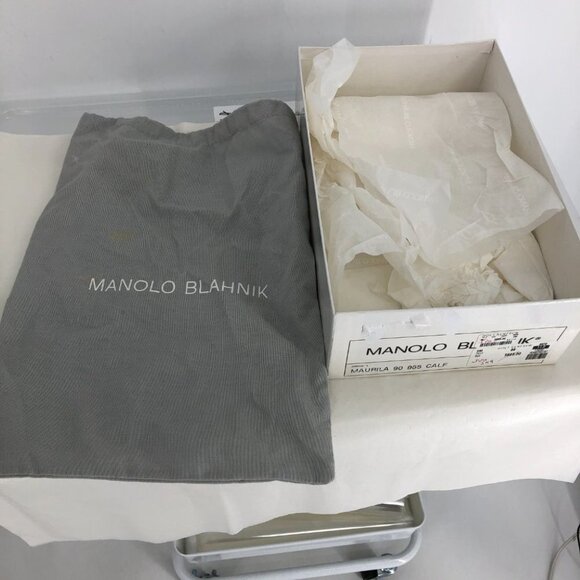 Manolo  Blahnik Maurila Turquoise Geometric Laser Cut Sandal Heels Leather 41 - Picture 7 of 16